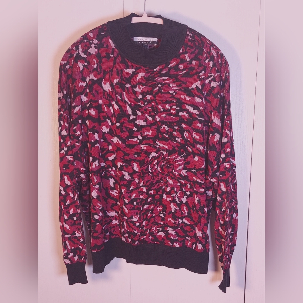 Eloquii Elements Oversized Cheetah Intarsia Mock Neck Sweater Size 18/20 Glam - Picture 12 of 12